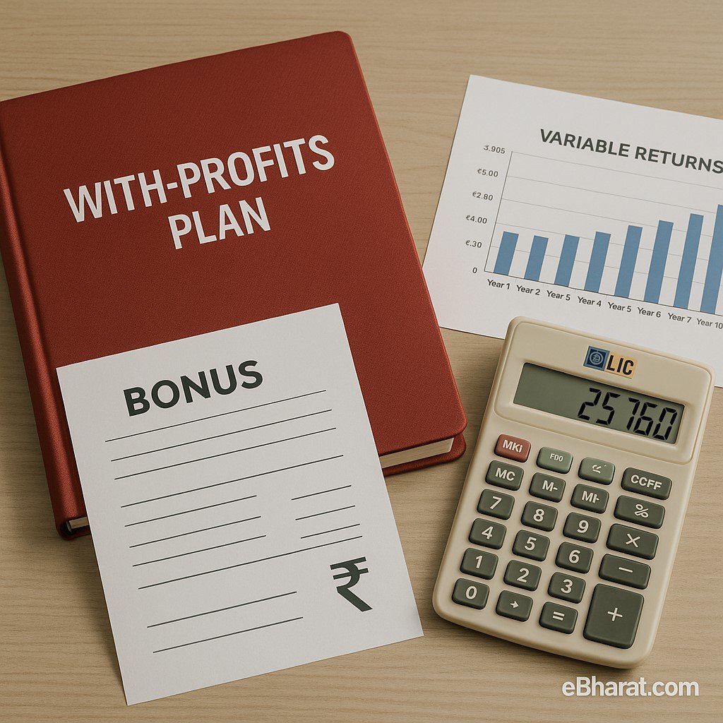 Participating life insurance plan folder with bonus documents and chart