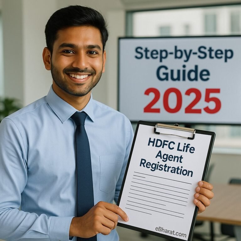Young Indian professional registering as HDFC Life Insurance Agent in 2025.
