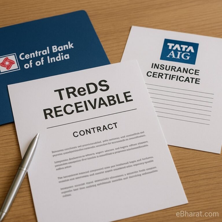 TReDS receivable contract with Central Bank and Tata AIG insurance documents