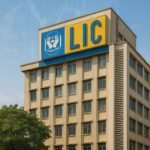 LIC headquarters building in Mumbai with signage, symbolizing pension and annuity services.
