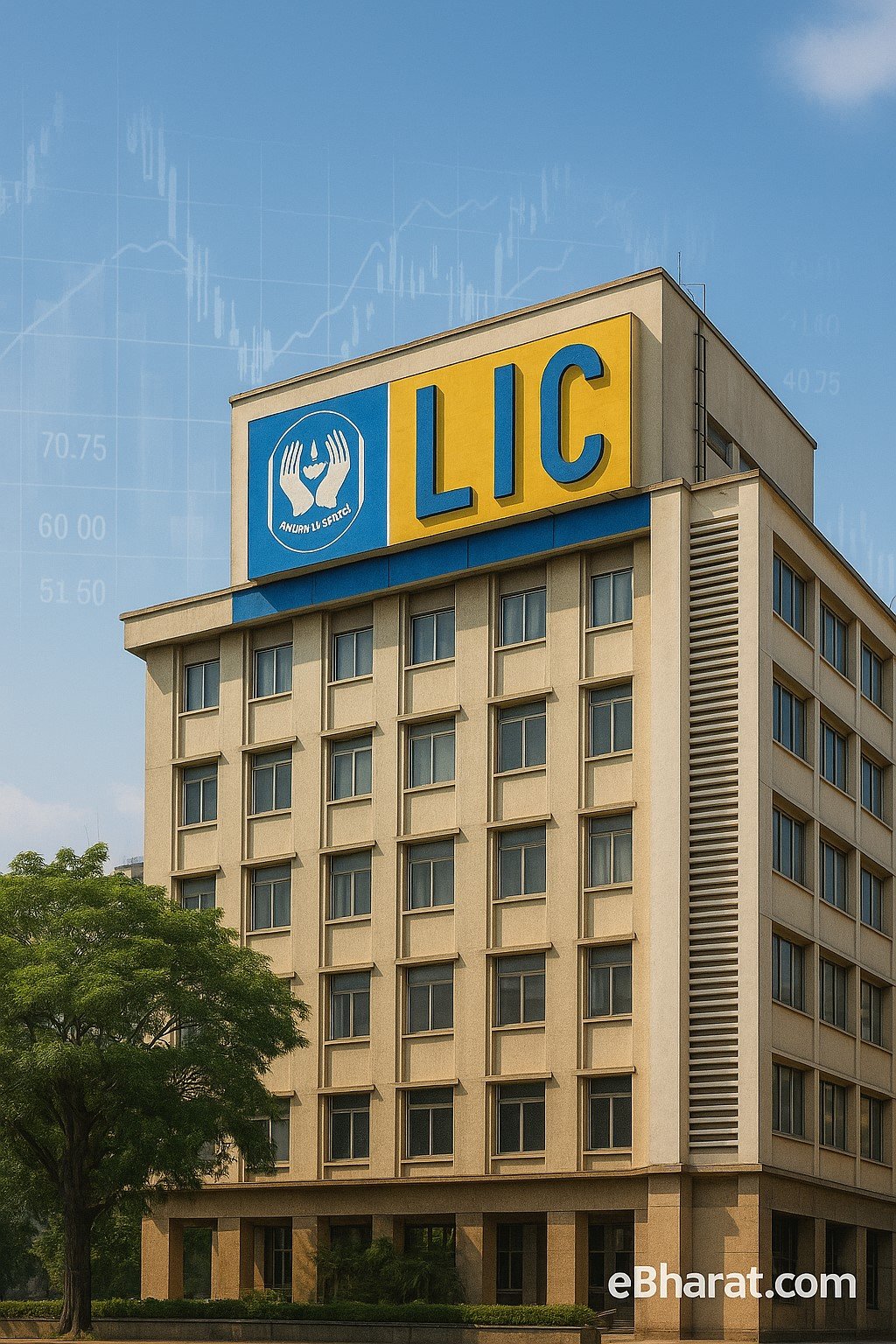 LIC headquarters building in Mumbai with signage, symbolizing pension and annuity services.