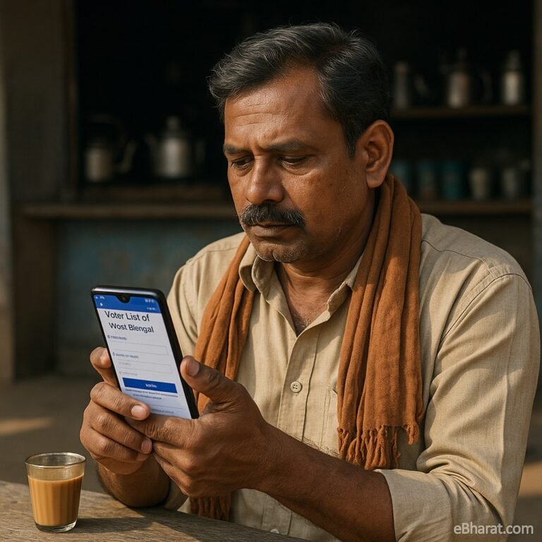 "Man checking West Bengal voter list on smartphone – 2025"