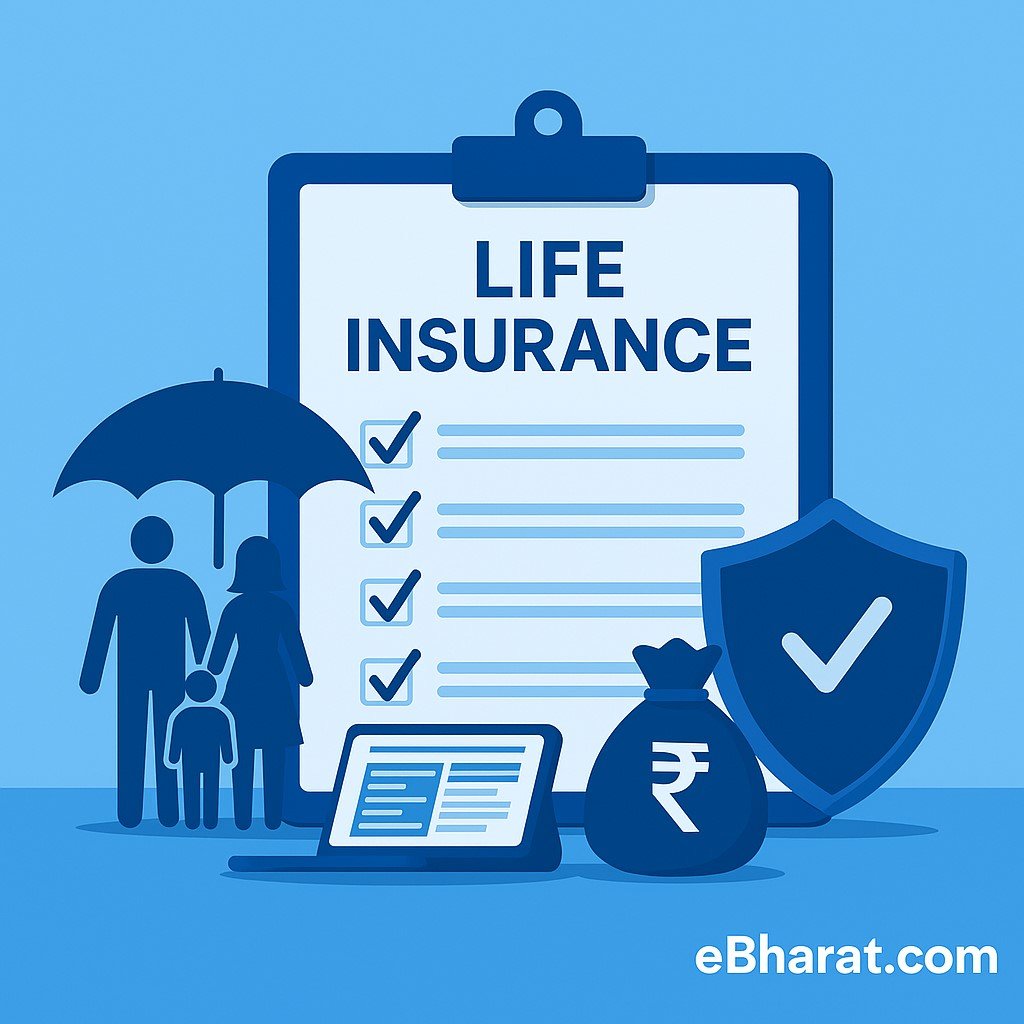 Indian family holding life insurance papers with growth chart on laptop