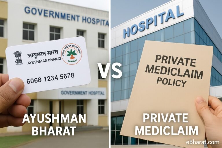 Ayushman Bharat vs Private Mediclaim – What’s Covered? (2025 Guide)