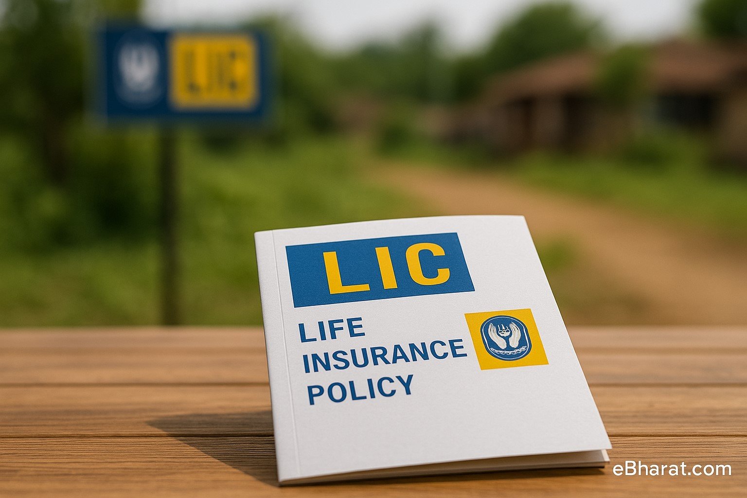 LIC insurance advisor engaging with rural community as part of “Insurance for All by 2047” outreach.
