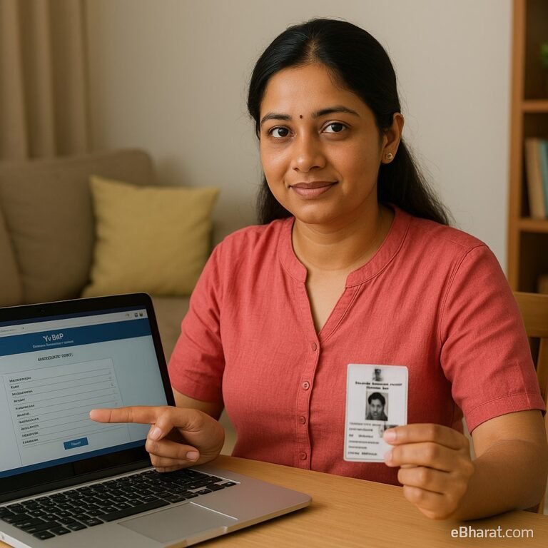 "Delhi woman correcting voter ID details online"