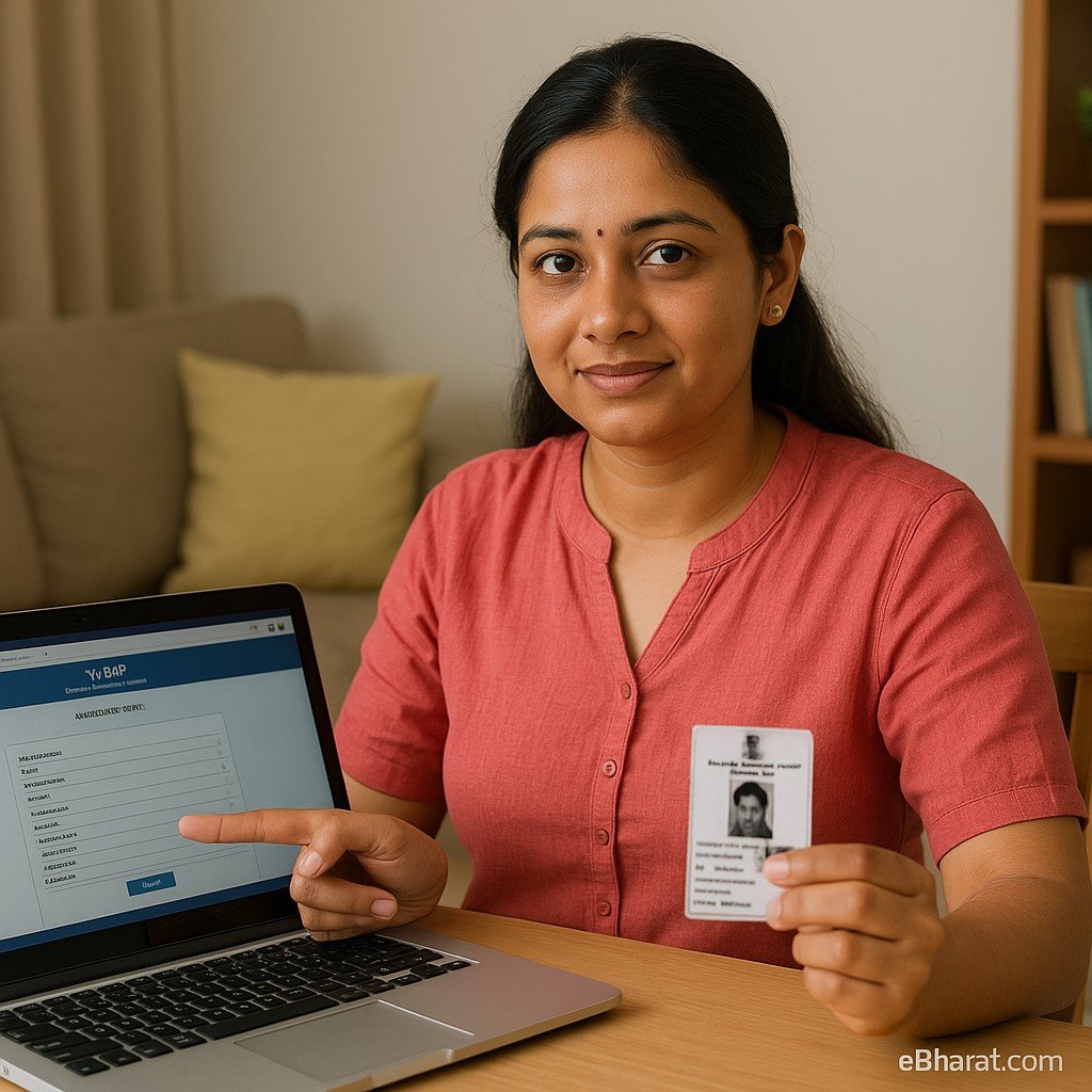 "Delhi woman correcting voter ID details online"