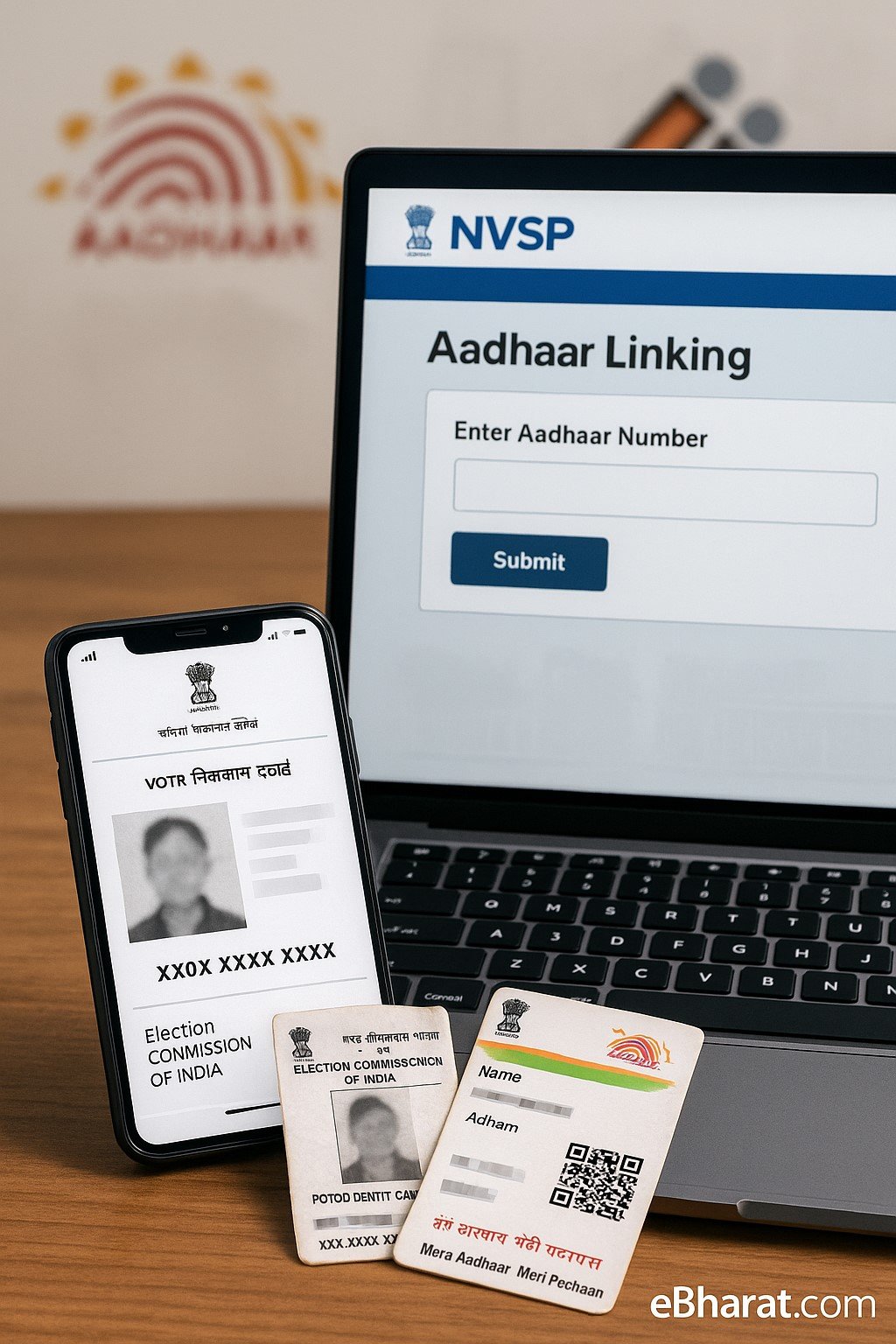 वोटर आईडी और आधार लिंकिंग प्रक्रिया।