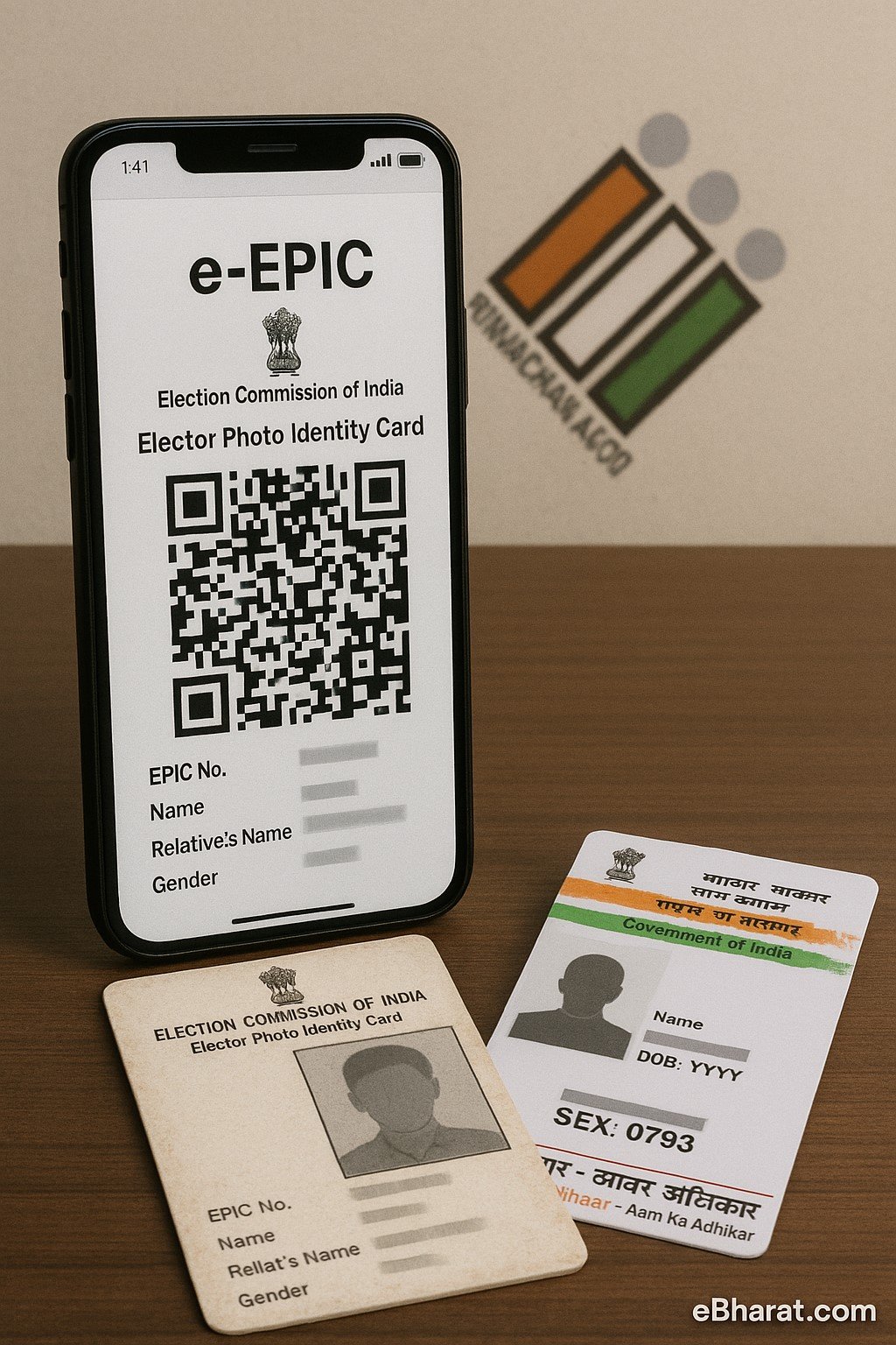 मोबाइल स्क्रीन पर e-EPIC Digital Voter ID।