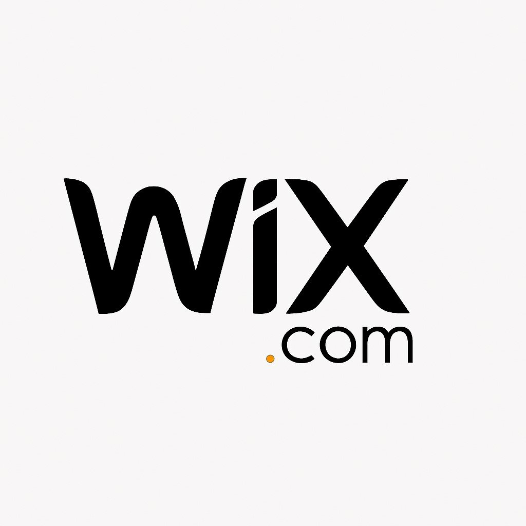 Minimal vector-style logo showing the text Wix.com in bold modern sans-serif font with a yellow accent.