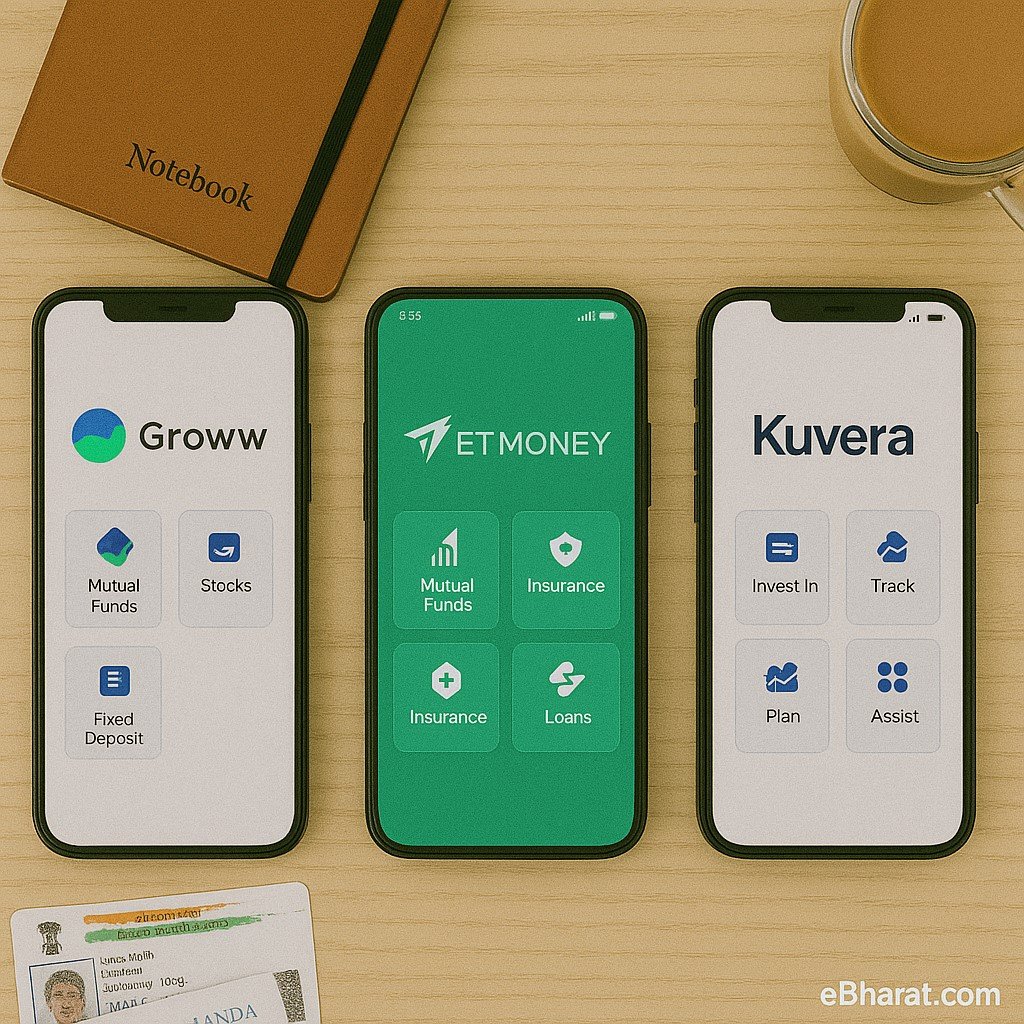 “Groww vs ETMoney vs Kuvera mutual fund apps comparison India 2025”