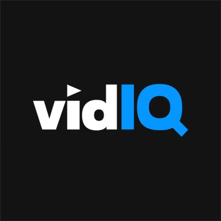 vidIQ official logo with brand name in black and blue, representing YouTube growth and analytics platform