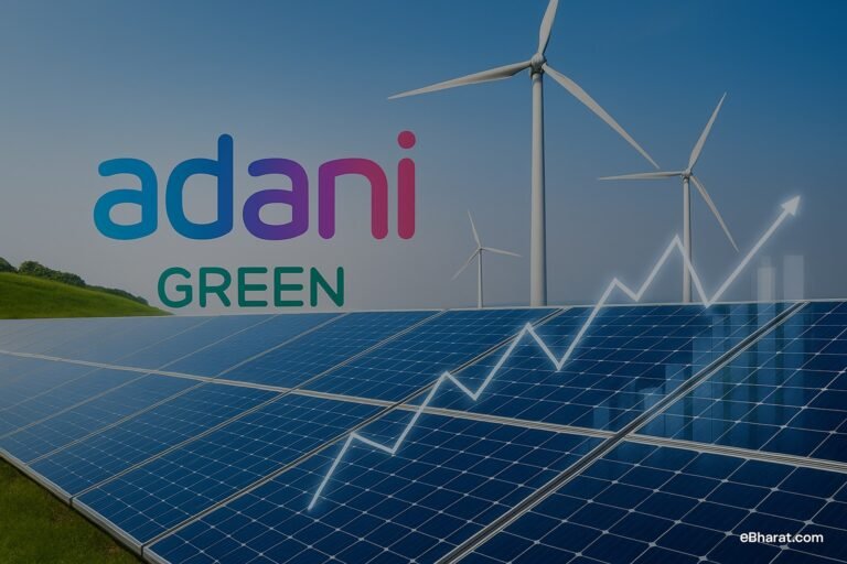 Stock snapshot card showing Adani Green Energy Ltd at ₹1,032.60 (−1.41%) on 29 Sep 2025, 1:00 IST. Intraday range ₹1,027.30–₹1,062.95, market cap ₹1.70 lakh crore, P/E ratio 103.12, 52-week range ₹758–₹1,988.