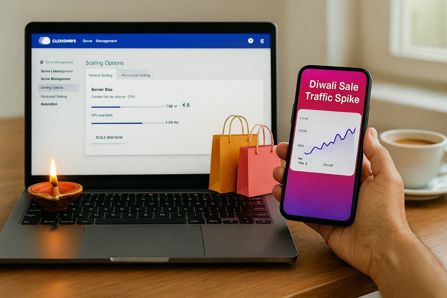 Cloudways auto-scaling setup for Indian festive sales hosting.