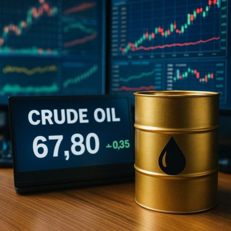 Oil refinery with storage tanks and chimneys, with a crude barrel and calculator in the foreground, symbolizing crude oil’s impact on OMC margins.
