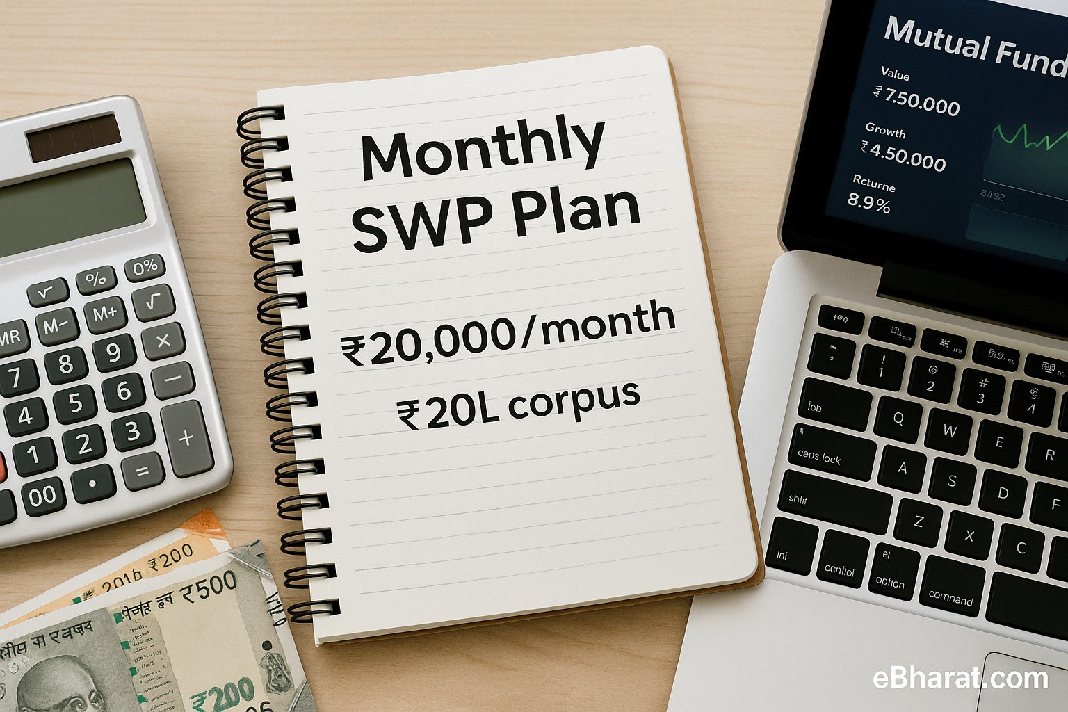 SWP withdrawal planner example with monthly income.