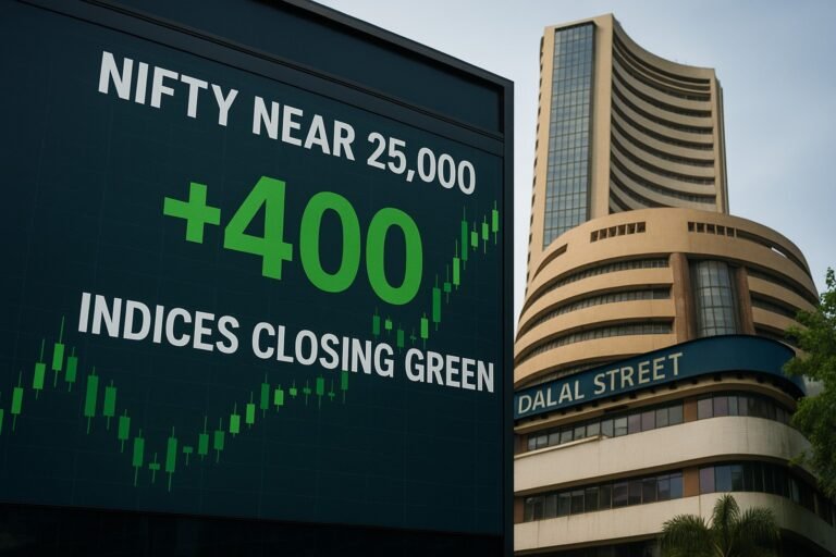 Indices Closing Green: Sensex Climbs 400 Points, Nifty Tops 25,000 for Fifth Straight Day