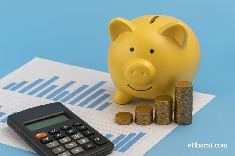 A yellow piggy bank placed on financial charts with stacked coins and a calculator, symbolizing ULIP investment mistakes and early fixes.