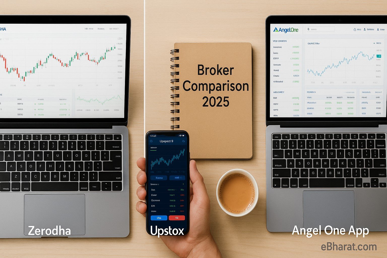 “Upstox vs Zerodha vs Angel One – brokerage, margin, and features comparison 2025”