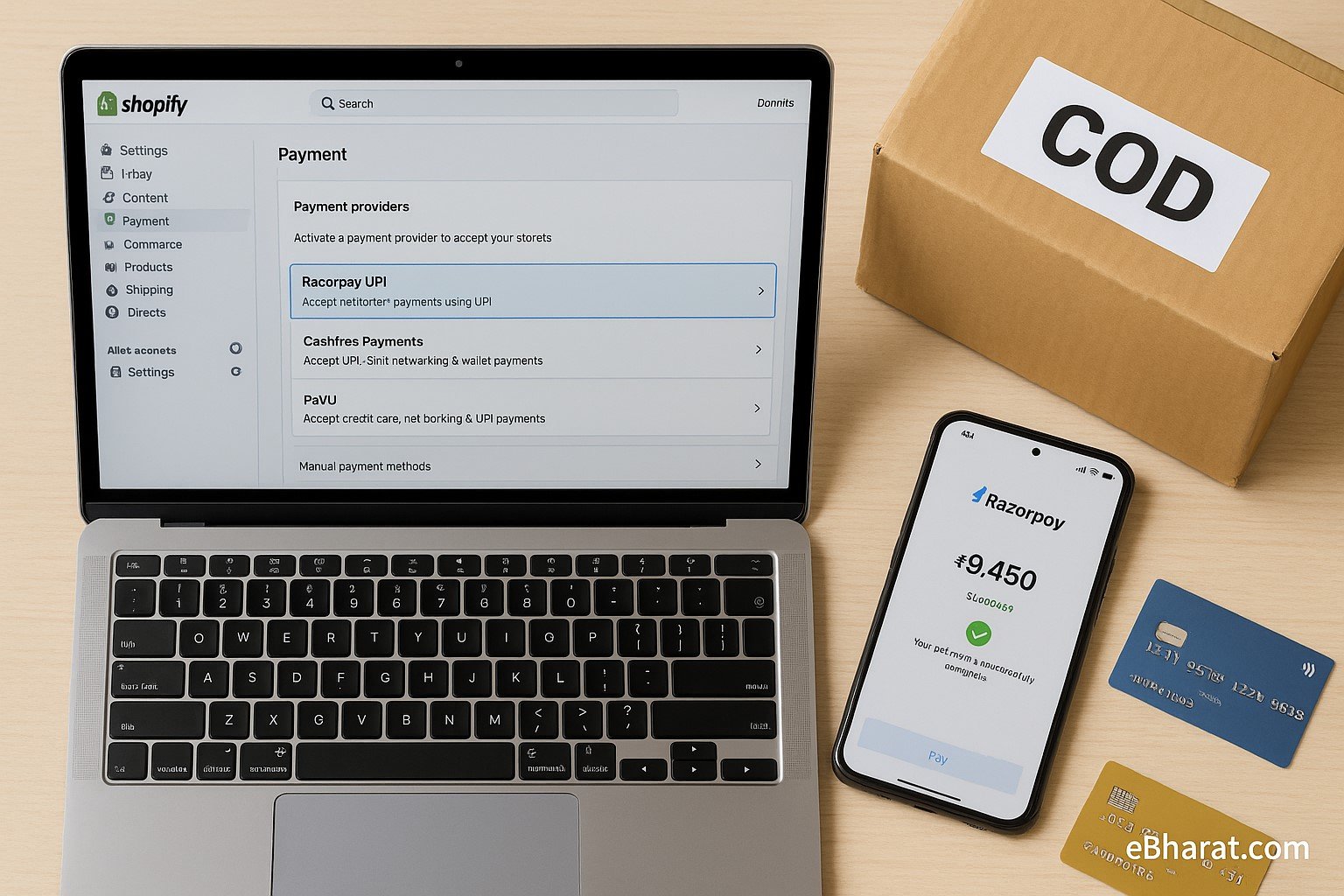 “Shopify Razorpay PayU setup India 2025 – UPI, COD, GST payment stack”