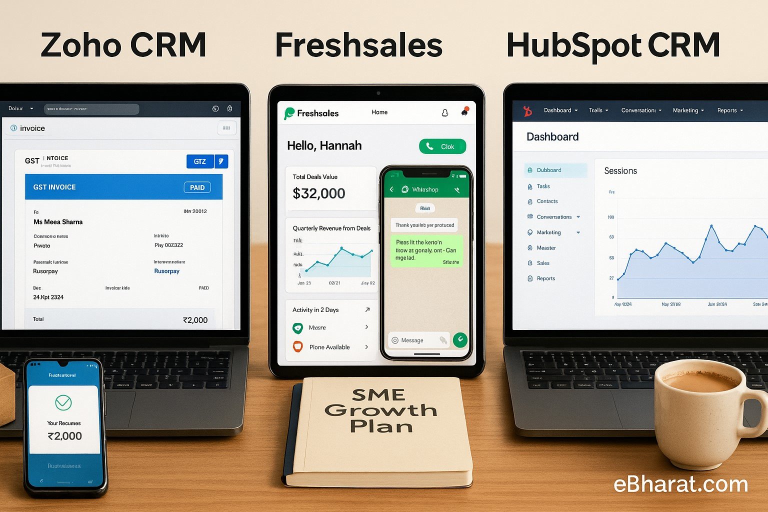 “Zoho CRM vs Freshsales vs HubSpot India 2025 – Best CRM for SMEs compared”