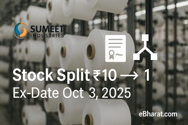 Sumeet Industries Stock Split (₹10 → ₹1); Ex-Date Today