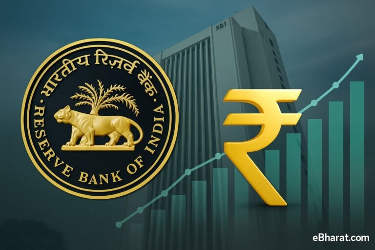 Reserve Bank of India building with rupee notes and financial chart overlay, symbolizing liquidity policy framework